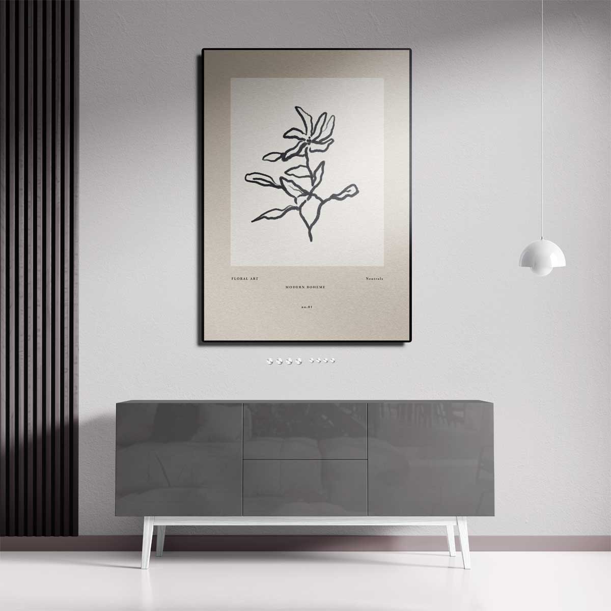 Modern Boheme Bloementekening Kunstwerk-canvas-dibond-plexiglas-wanddecoratie-WallArtistic