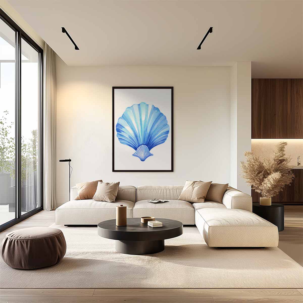 Blauwe Schelp Kunstwerk Kunstwerk-canvas-dibond-plexiglas-wanddecoratie-WallArtistic