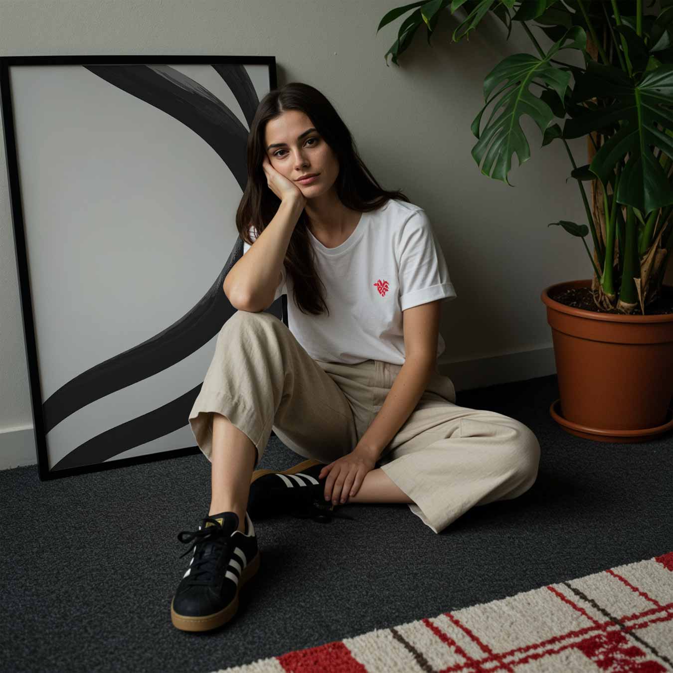 Zwarte en Witte Golvende Vormen Poster-WallArtistic