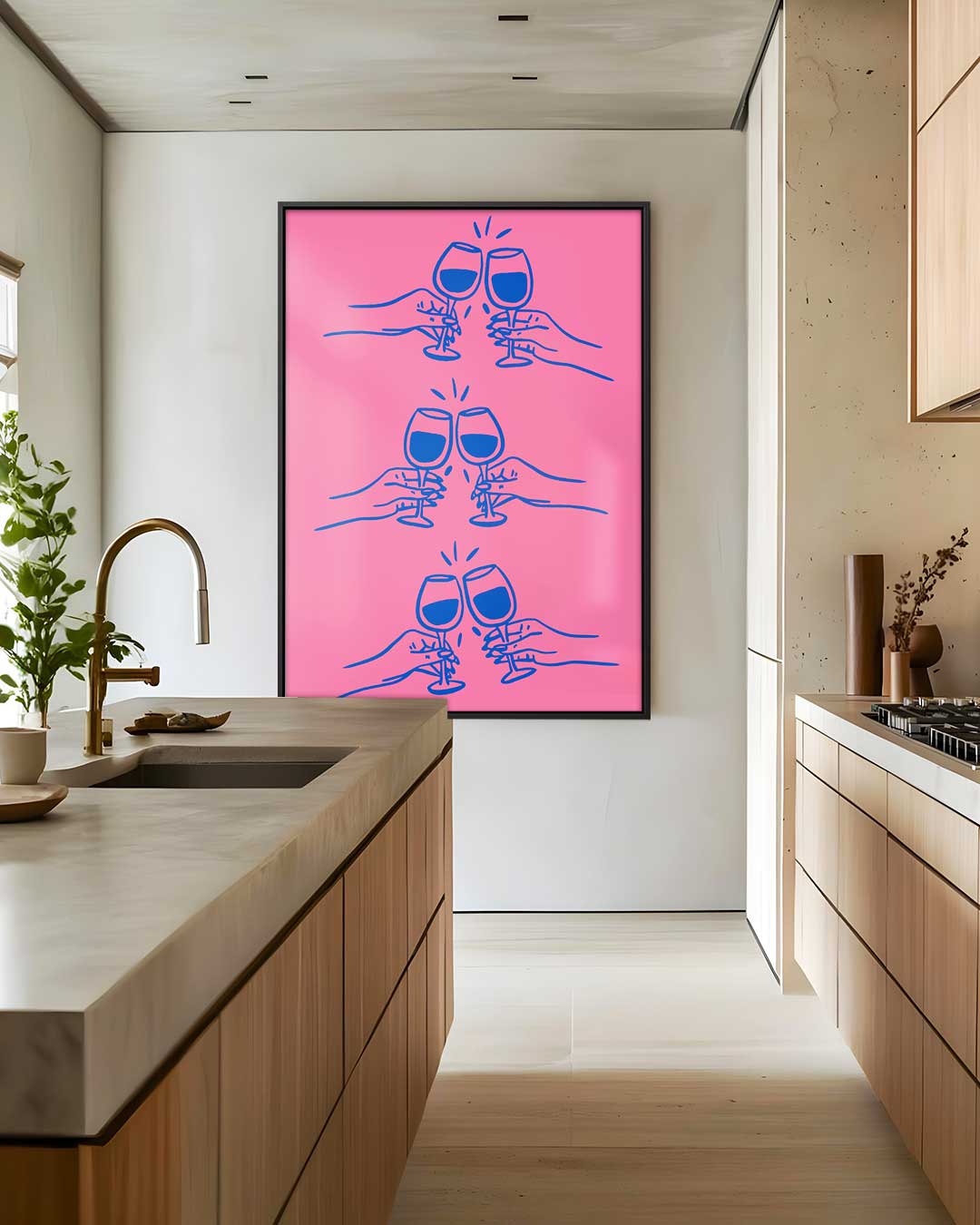 Kleurige Proostende Glazen Illustratie Kunstwerk-canvas-dibond-plexiglas-wanddecoratie-WallArtistic