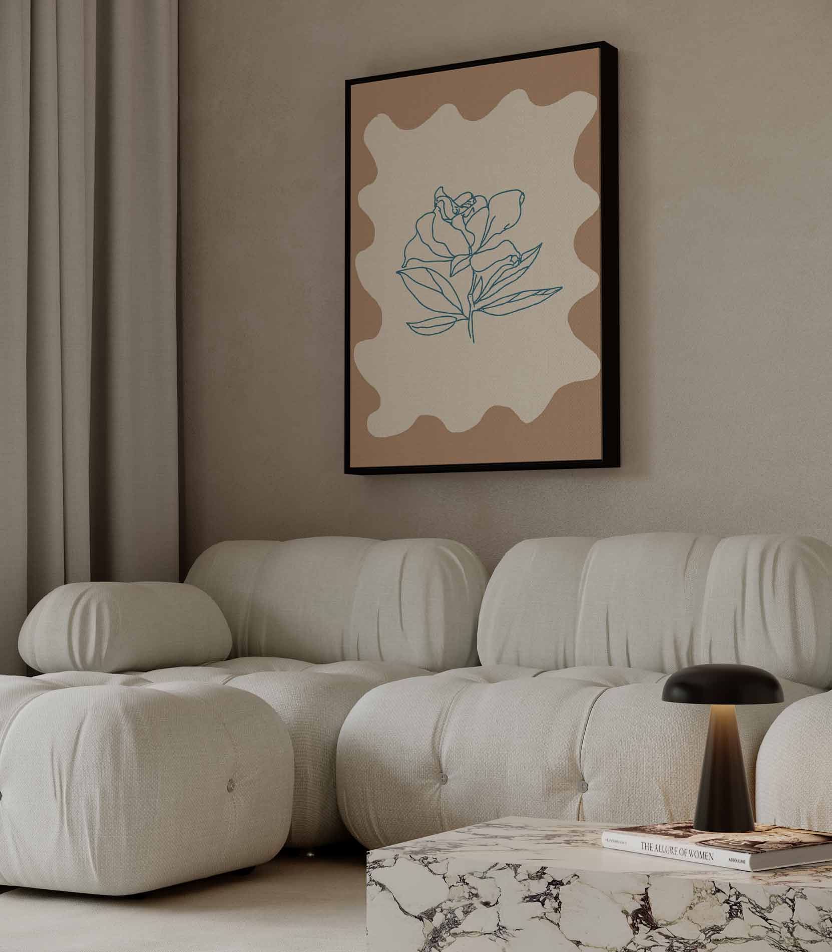 Eenvoudige Bloemenschets Kunstwerk-canvas-dibond-plexiglas-wanddecoratie-WallArtistic
