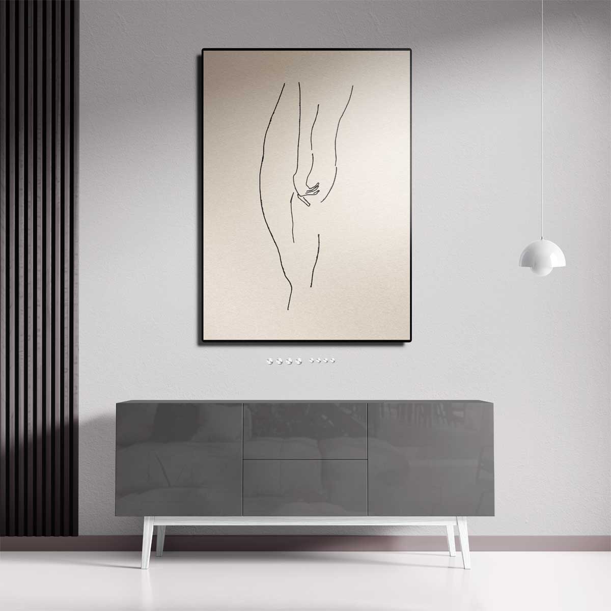 Sierlijke Lijntekening Kunstwerk-canvas-dibond-plexiglas-wanddecoratie-WallArtistic