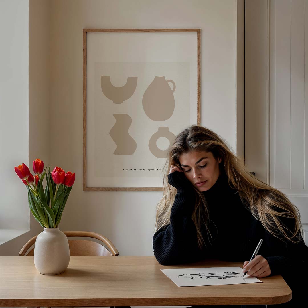 Tijdloze Keramiek Silhouetten Poster-WallArtistic