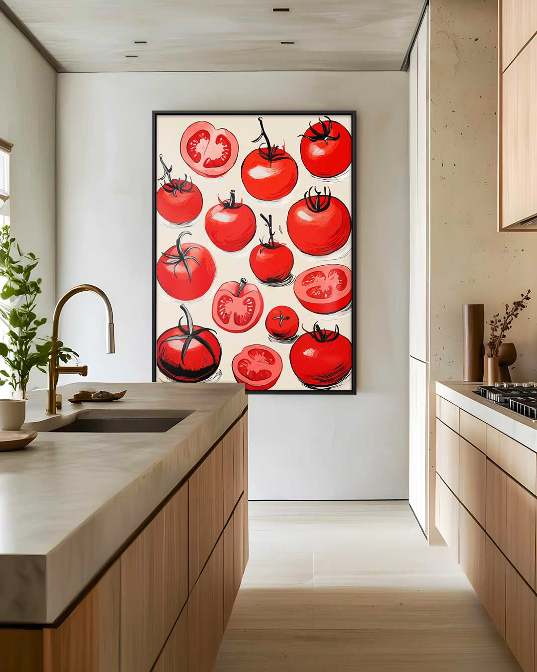 Speelse Tomaten Illustratie Kunstwerk-canvas-dibond-plexiglas-wanddecoratie-WallArtistic