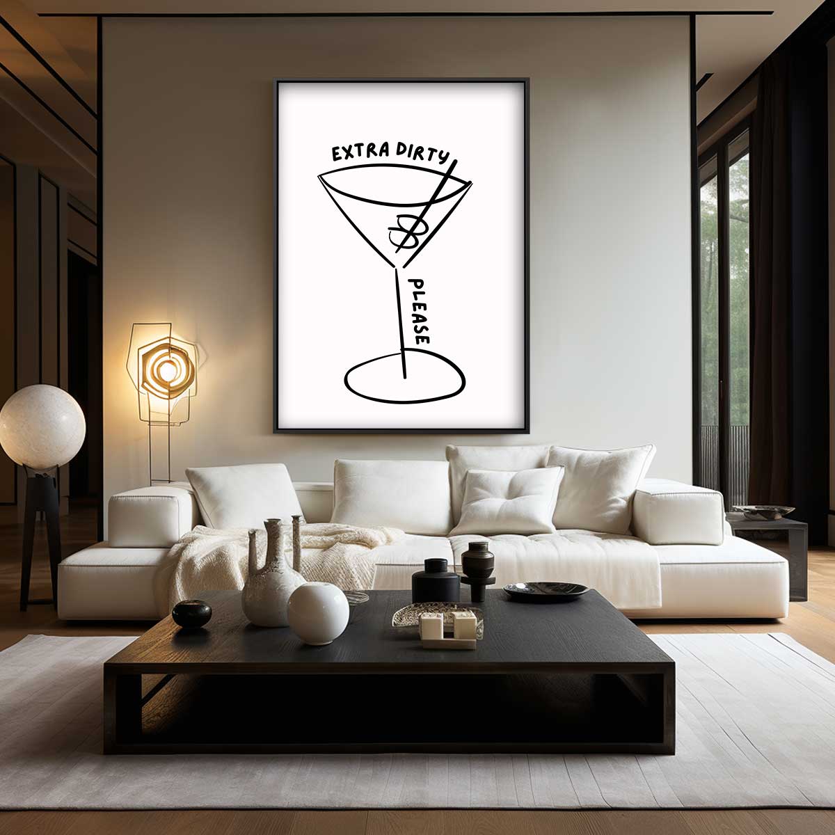 Extra Dirty Cocktail Illustratie Kunstwerk-canvas-dibond-plexiglas-wanddecoratie-WallArtistic