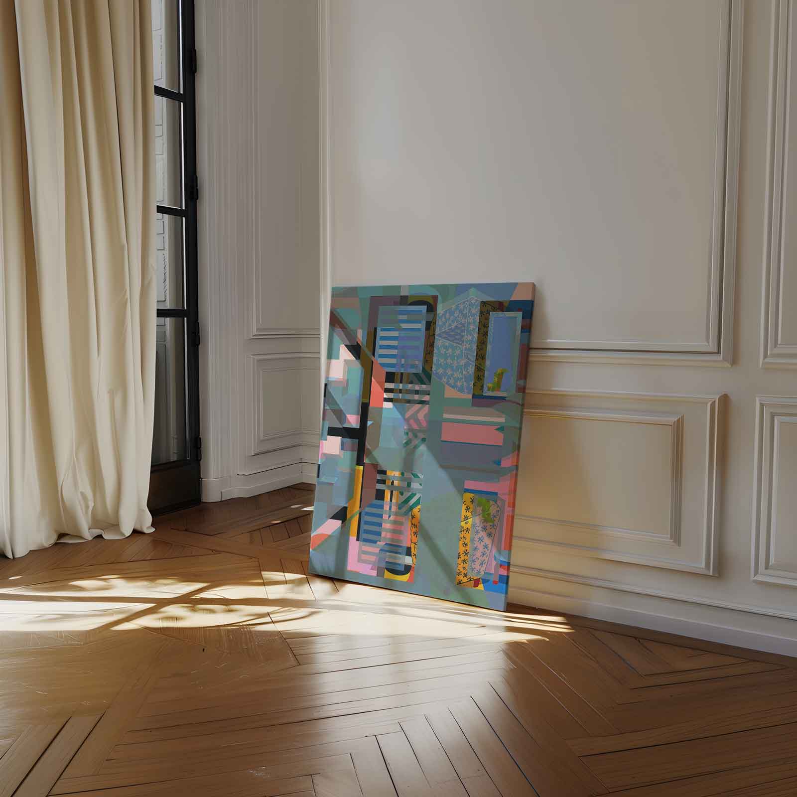 Kleurrijk Abstract Geometrisch Kunstwerk-canvas-dibond-plexiglas-wanddecoratie-WallArtistic