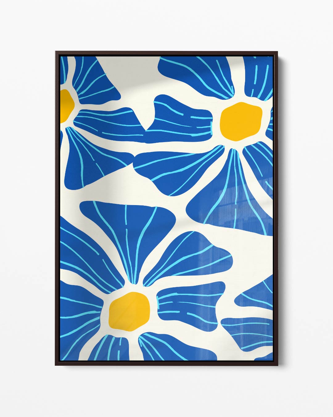 Bloeiend Blauw Bloemenpatroon Kunstwerk-canvas-dibond-plexiglas-wanddecoratie-WallArtistic