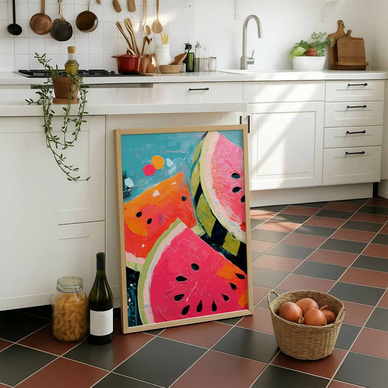 Vrolijke Watermeloen Kunstposter-WallArtistic