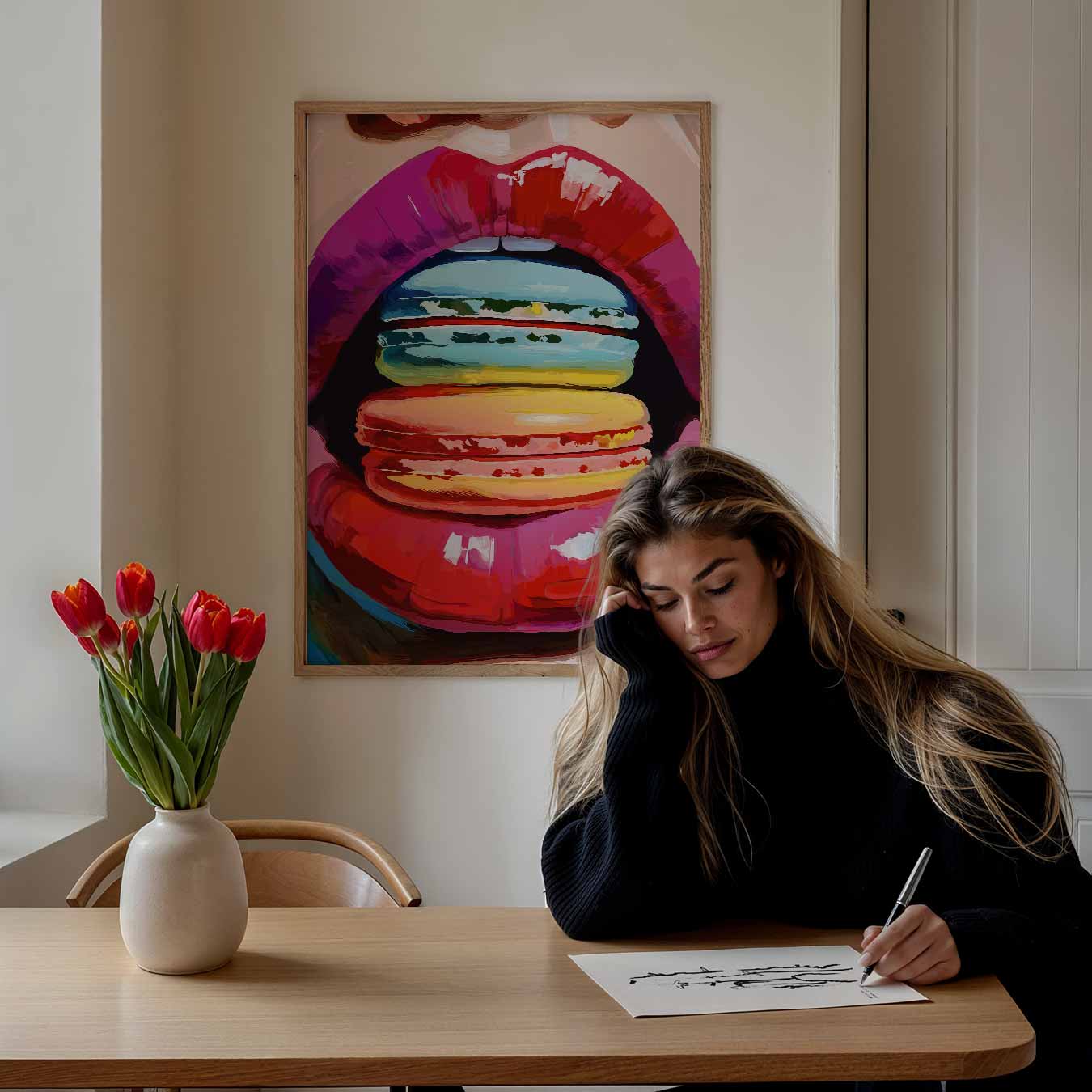 Kleurrijke Macaron Lippen Poster-WallArtistic