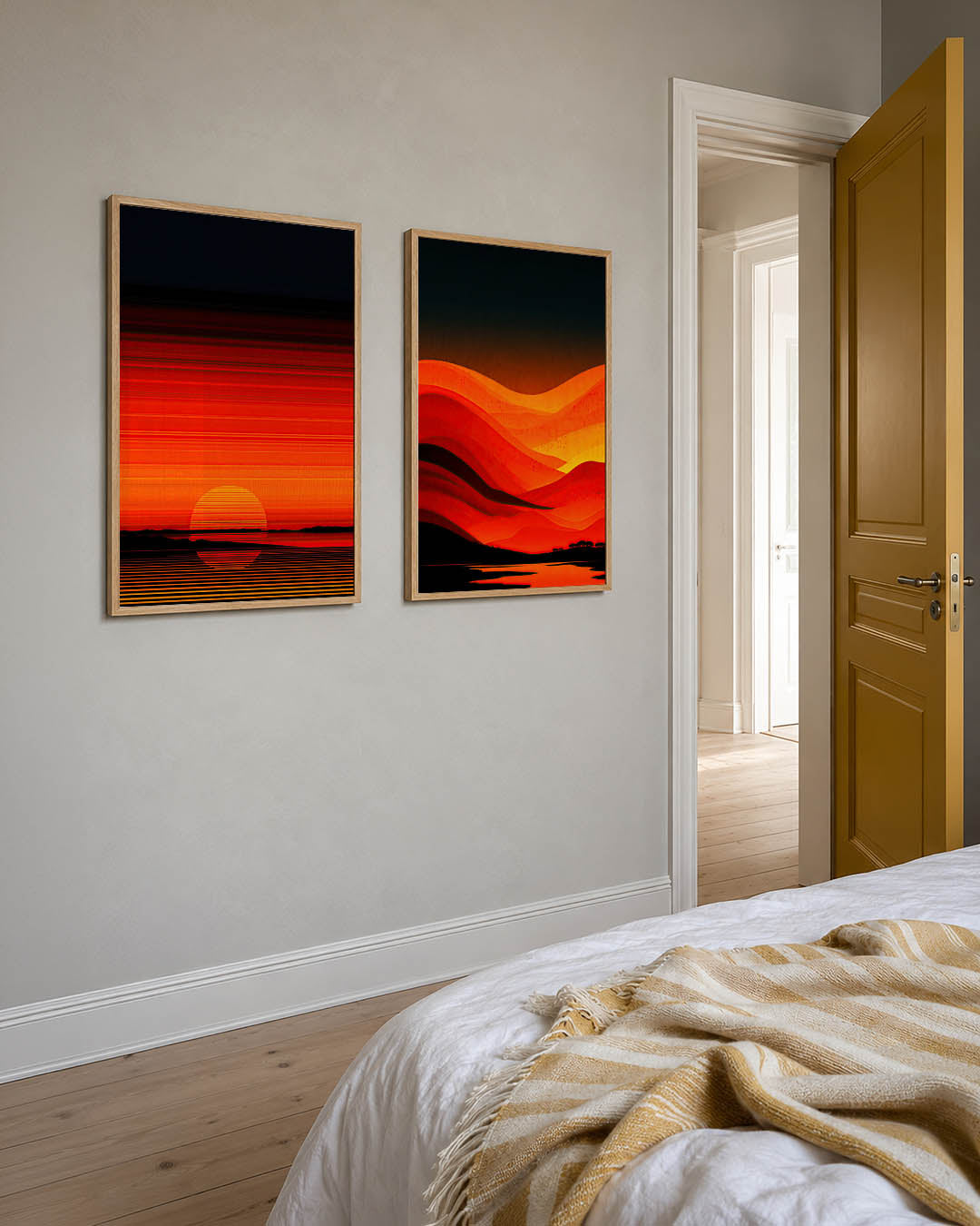 Zonsondergang lijnen Posterset