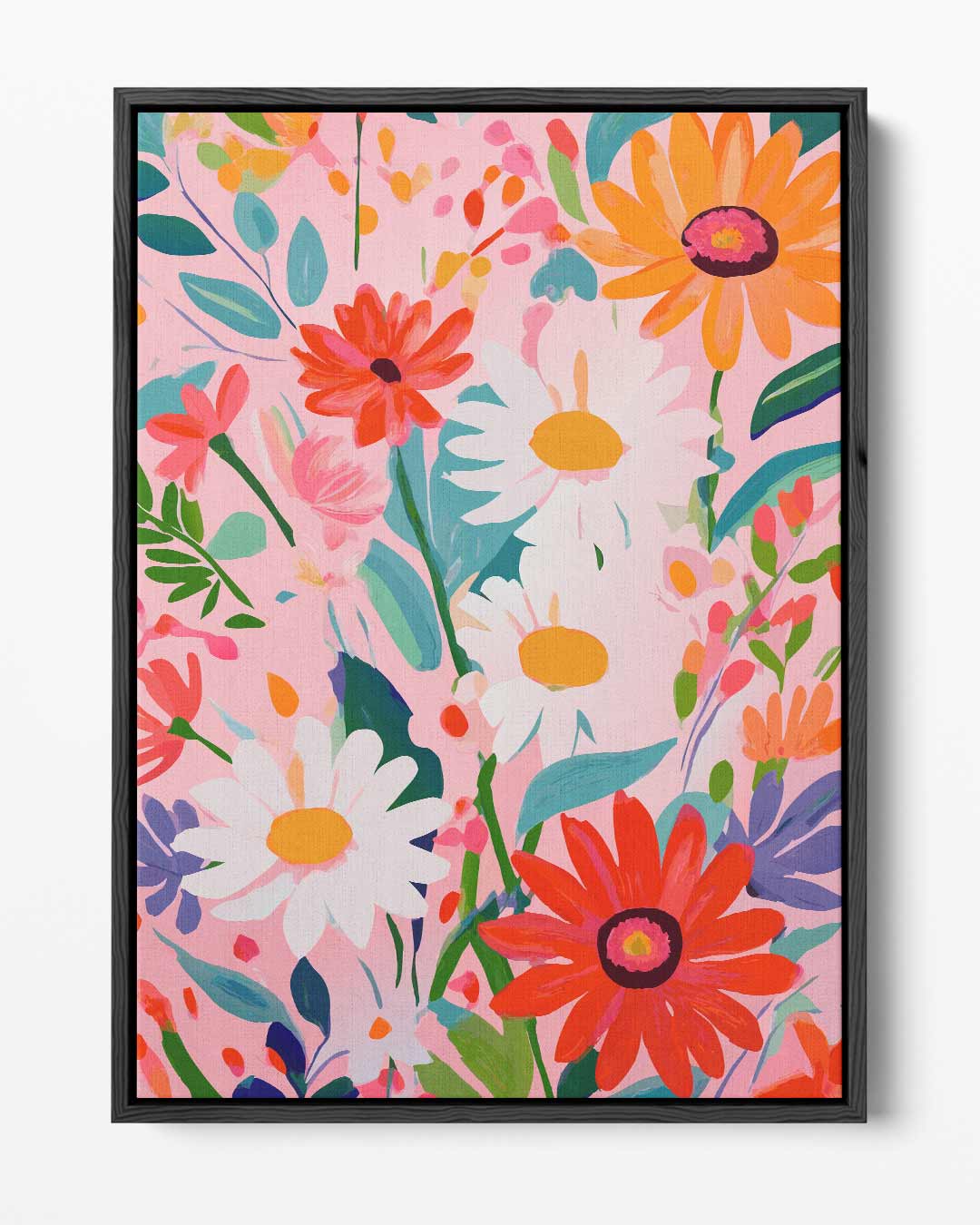 Bloemenpracht op Roze Kunstwerk-canvas-dibond-plexiglas-wanddecoratie-WallArtistic