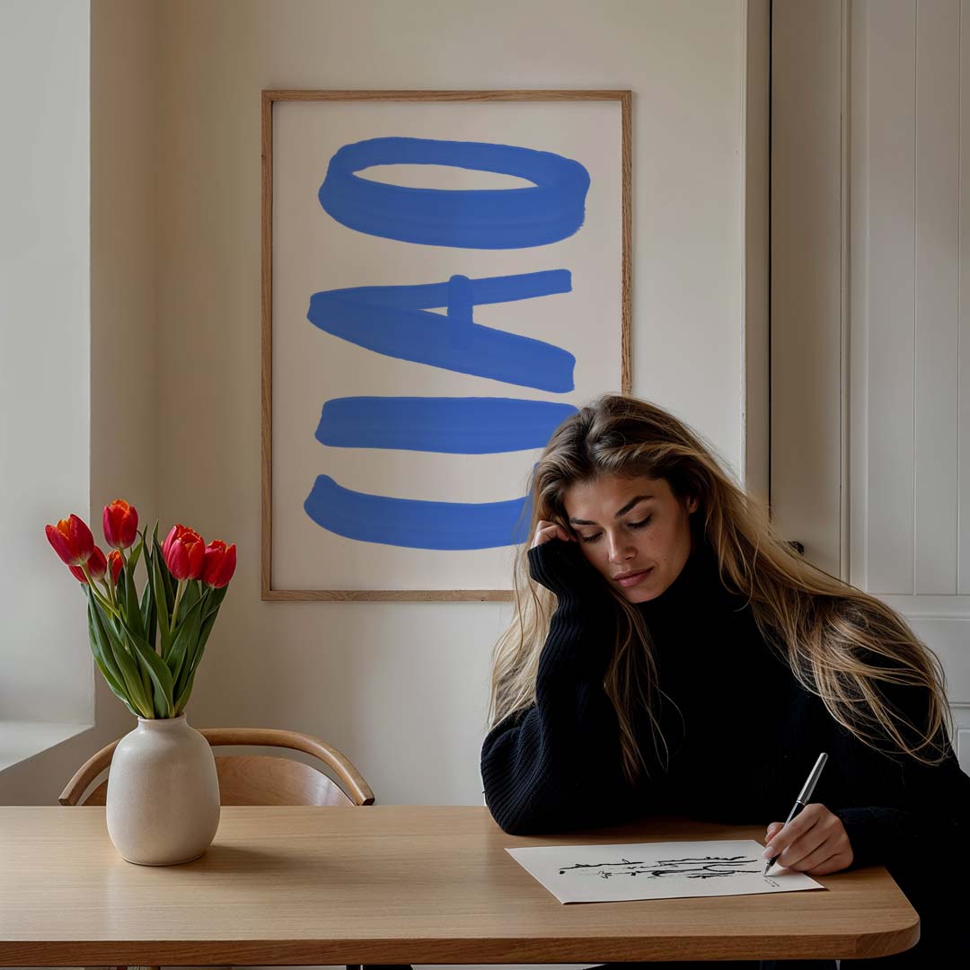 Abstracte Blauw Met Vormen Poster-WallArtistic