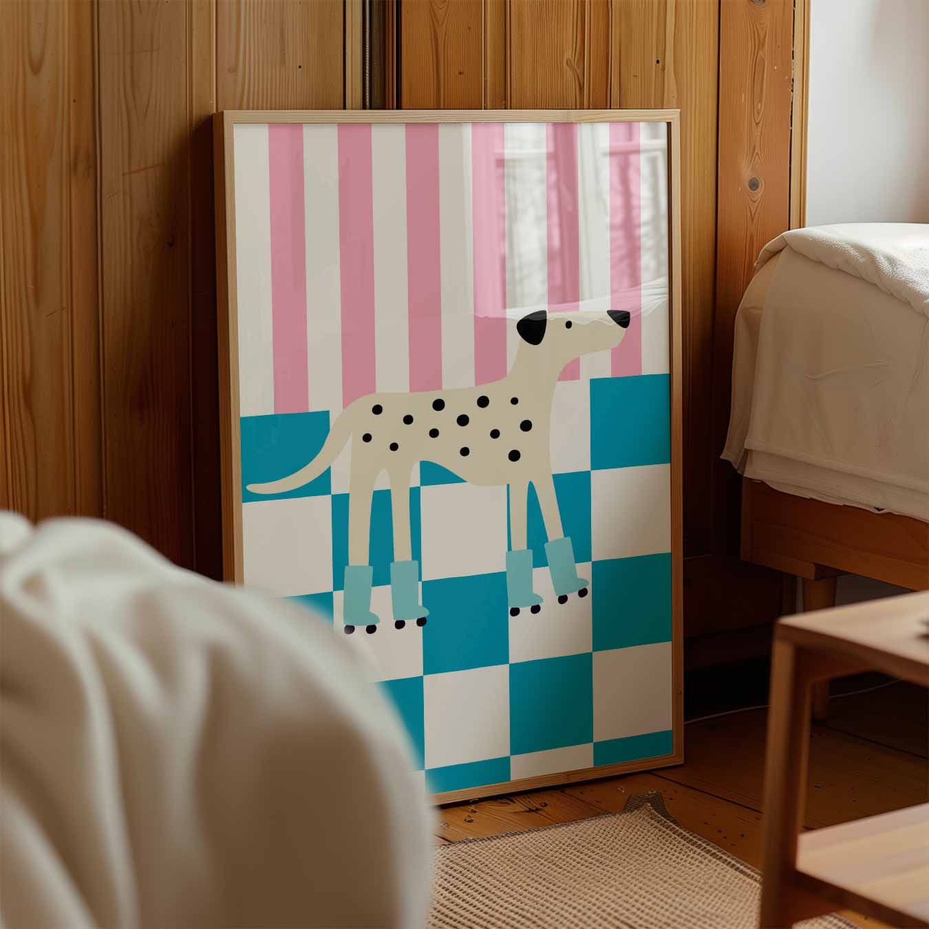Speelse Hond op Rolschaatsen Poster-WallArtistic