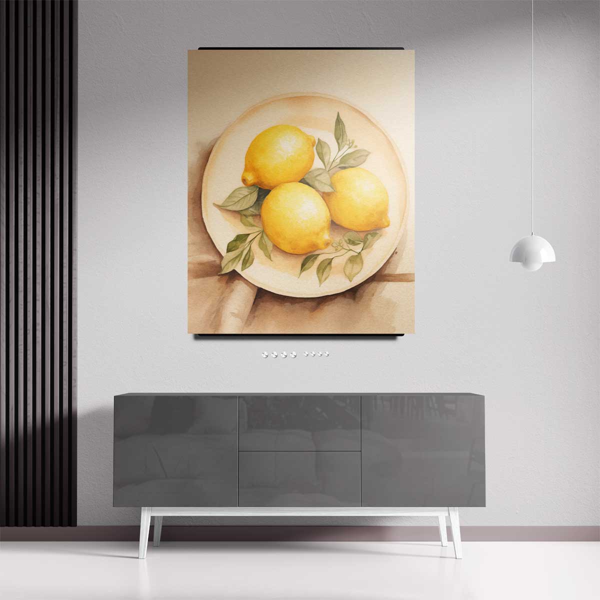 Zonnige Citroenen op Bord Kunstwerk-canvas-dibond-plexiglas-wanddecoratie-WallArtistic