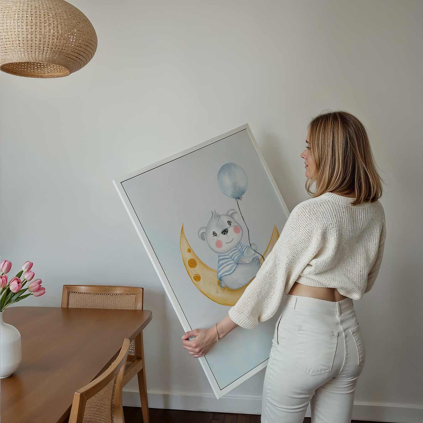 Dromerige Beer op Maan Poster-WallArtistic