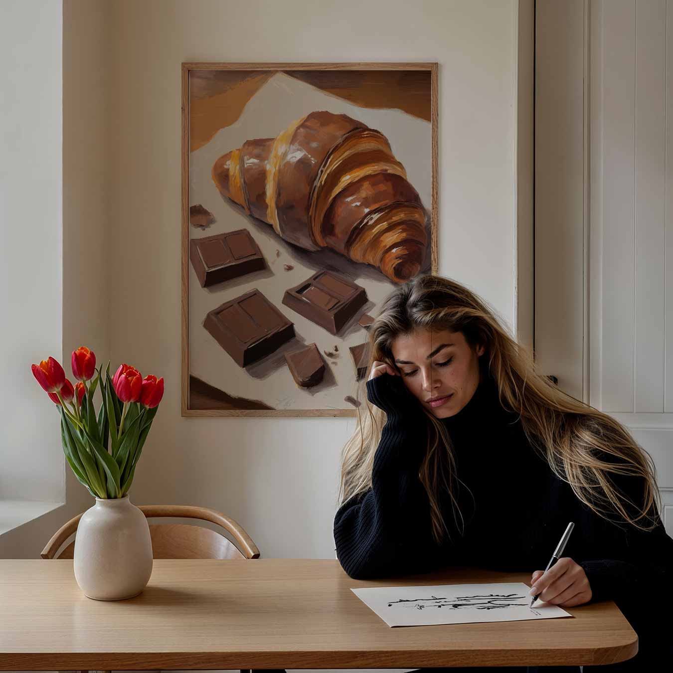 Chocolade Croissant Poster-WallArtistic