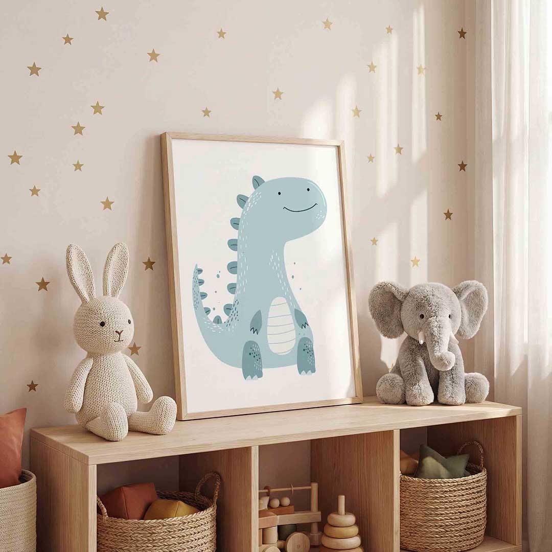 Blauwe dinosaurus Poster