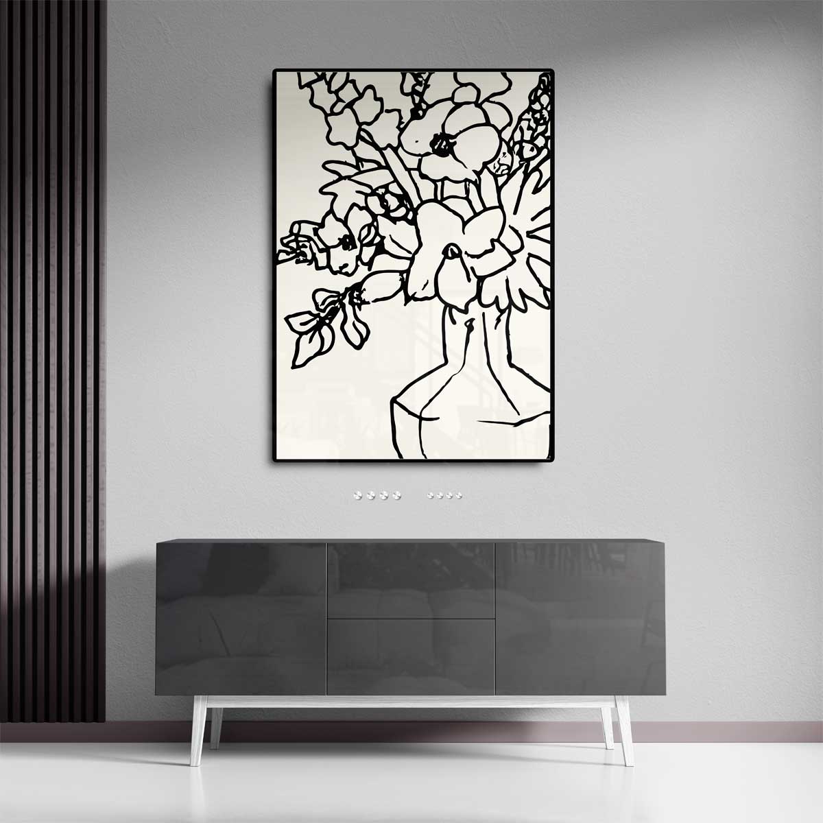 Bloemen in Lijn Kunstwerk-canvas-dibond-plexiglas-wanddecoratie-WallArtistic