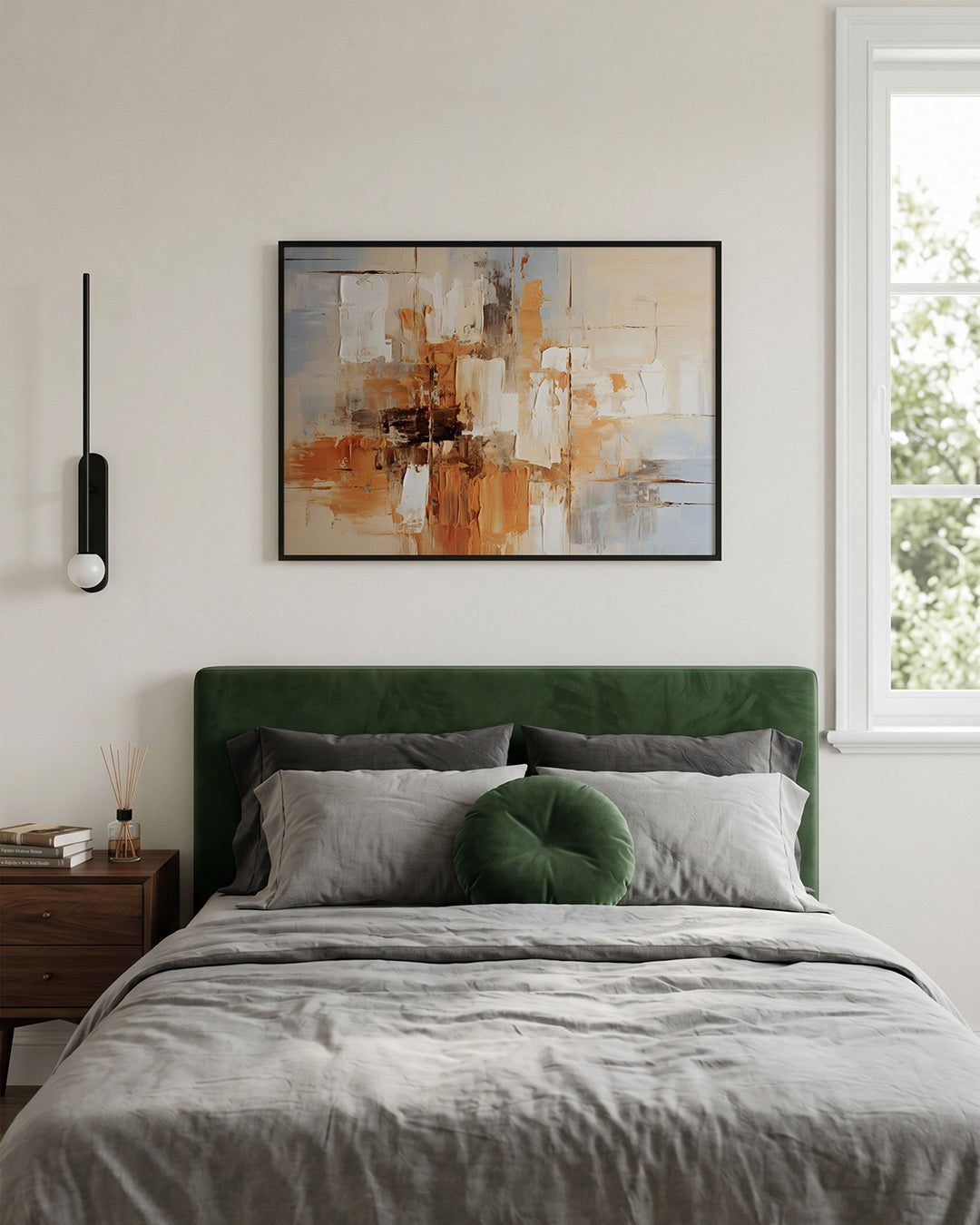 Abstracte beige en oranje Poster