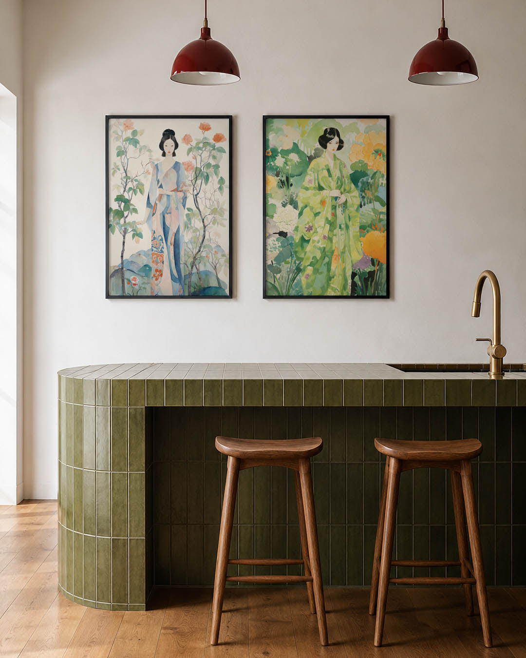 Vrouw en bloemen Posterset