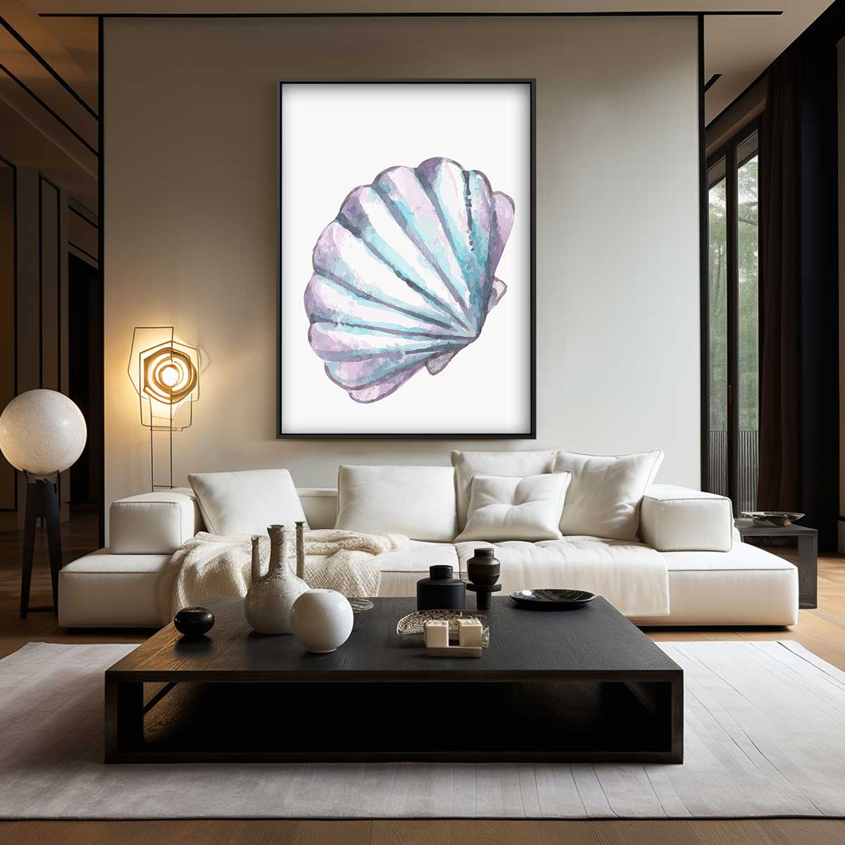 Schelp in Aquarel Kunstwerk-canvas-dibond-plexiglas-wanddecoratie-WallArtistic