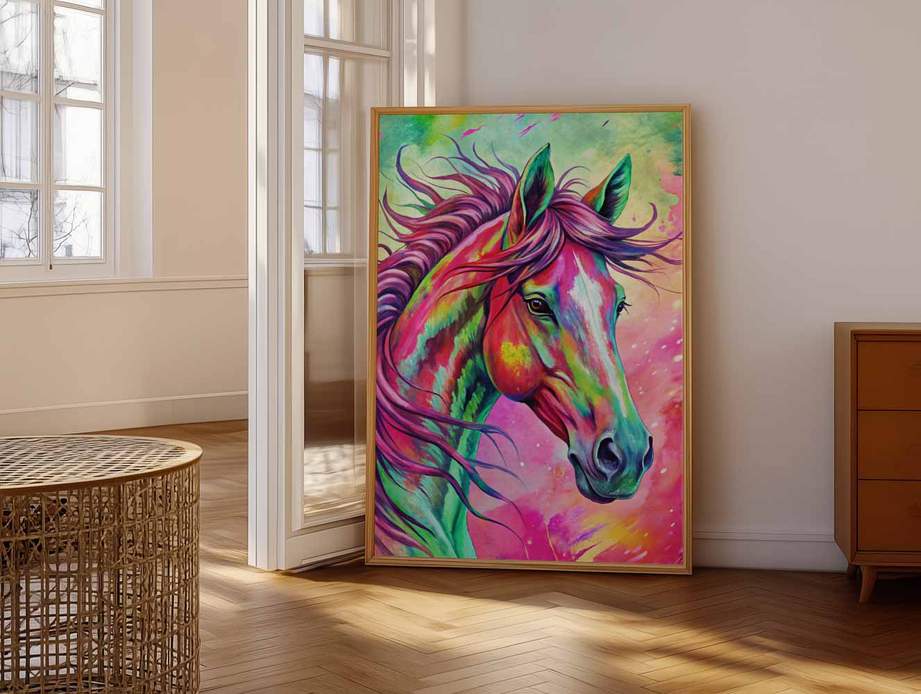 Kleurvolle Paardenkracht Poster-WallArtistic