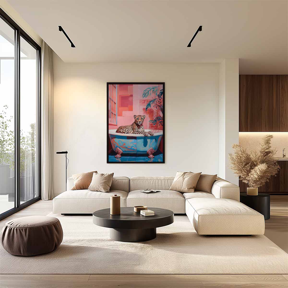 Luxueuze Luipaard in Bad Kunstwerk-canvas-dibond-plexiglas-wanddecoratie-WallArtistic