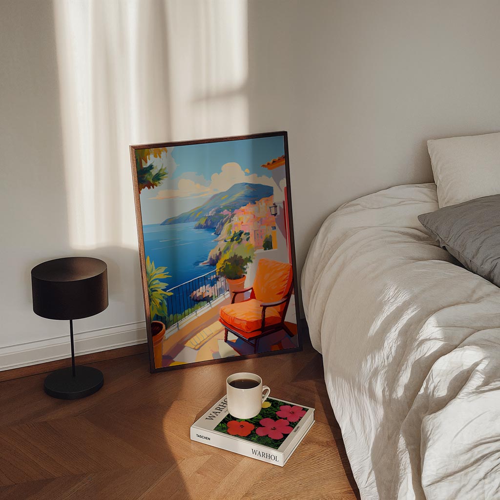 Zonnige Terras aan de Kust Poster