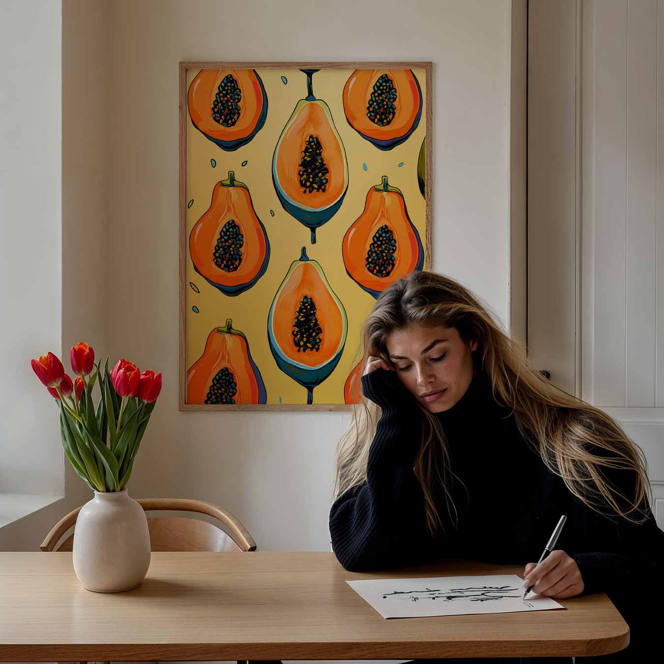 Tropische Papaya Pracht Poster