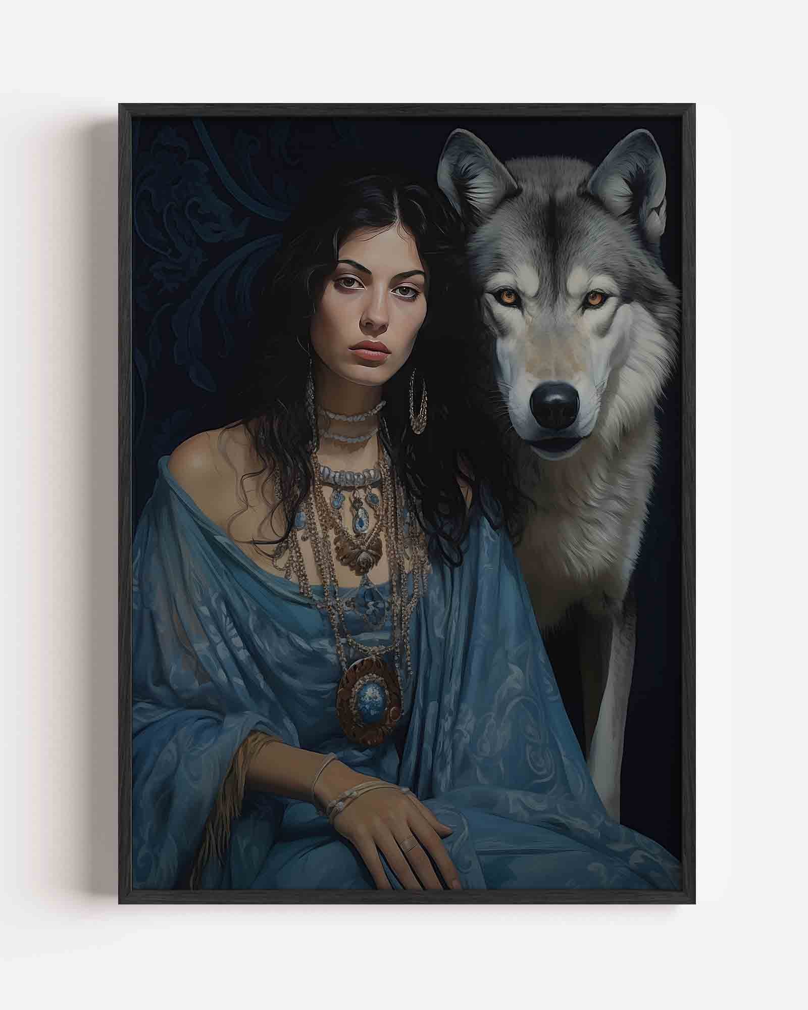 Vrouw en wolf Poster