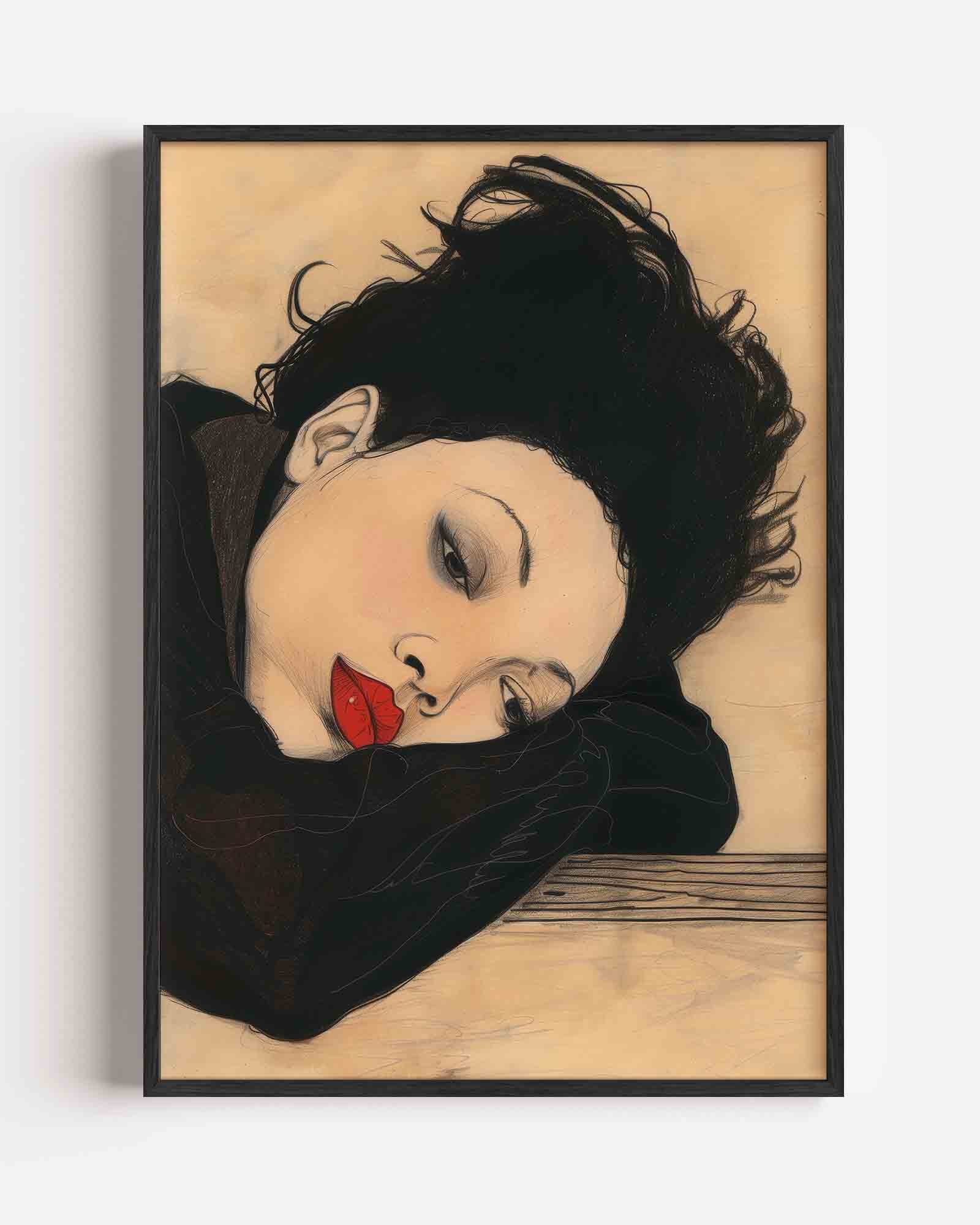 Vrouw met rode lippen Poster