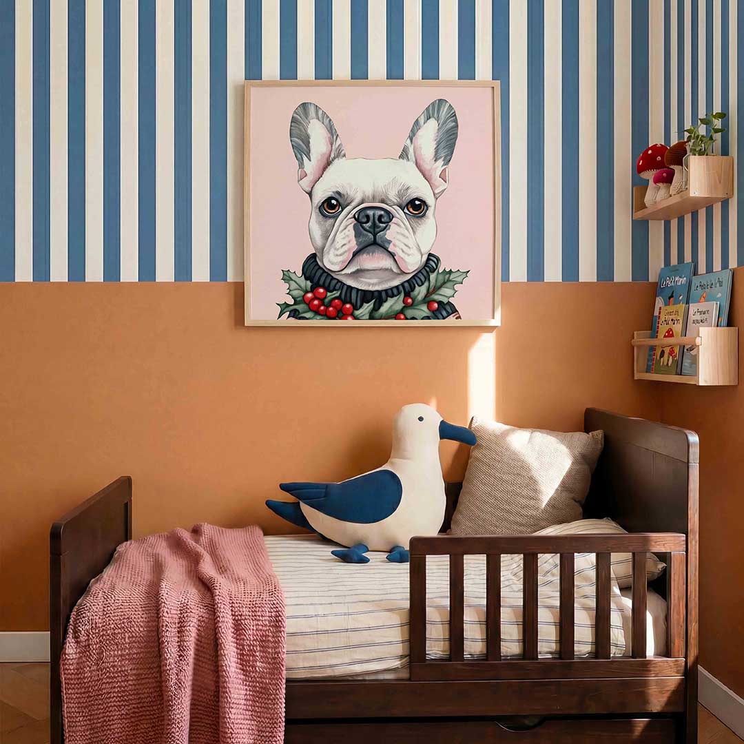 Franse bulldog met hulst Poster