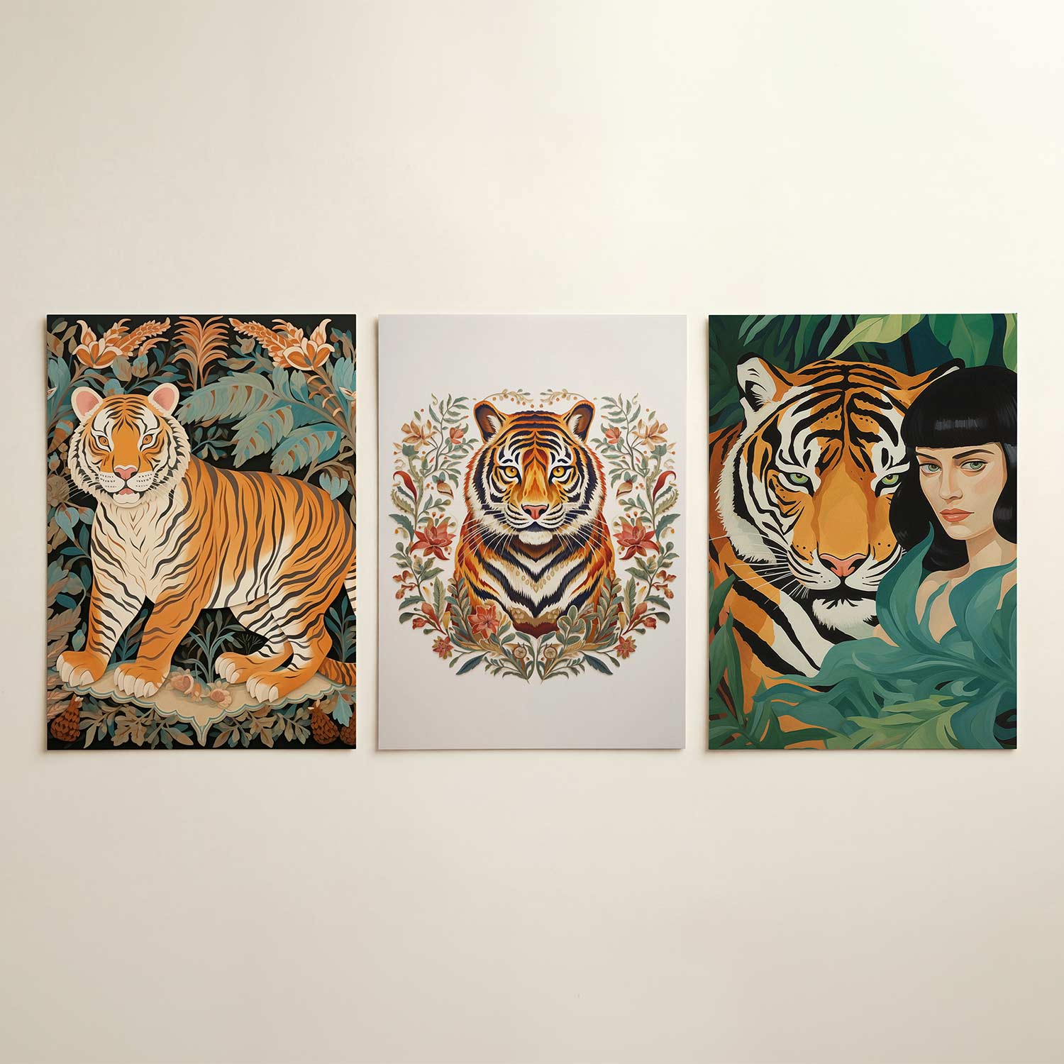 Tijger en bladeren Posterset