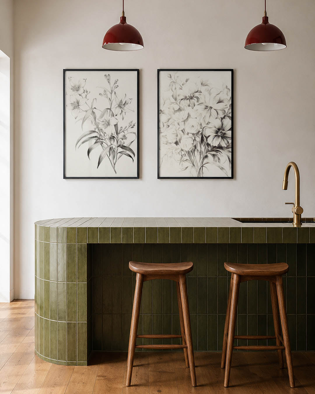 Bloemrijke lijnen Posterset