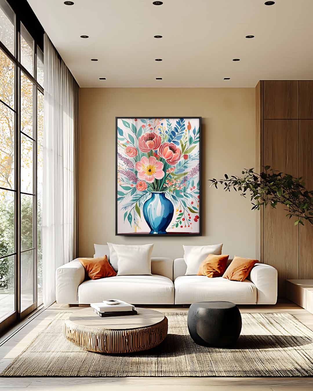 Bloeiende Vaas Kunstwerk-canvas-dibond-plexiglas-wanddecoratie-WallArtistic