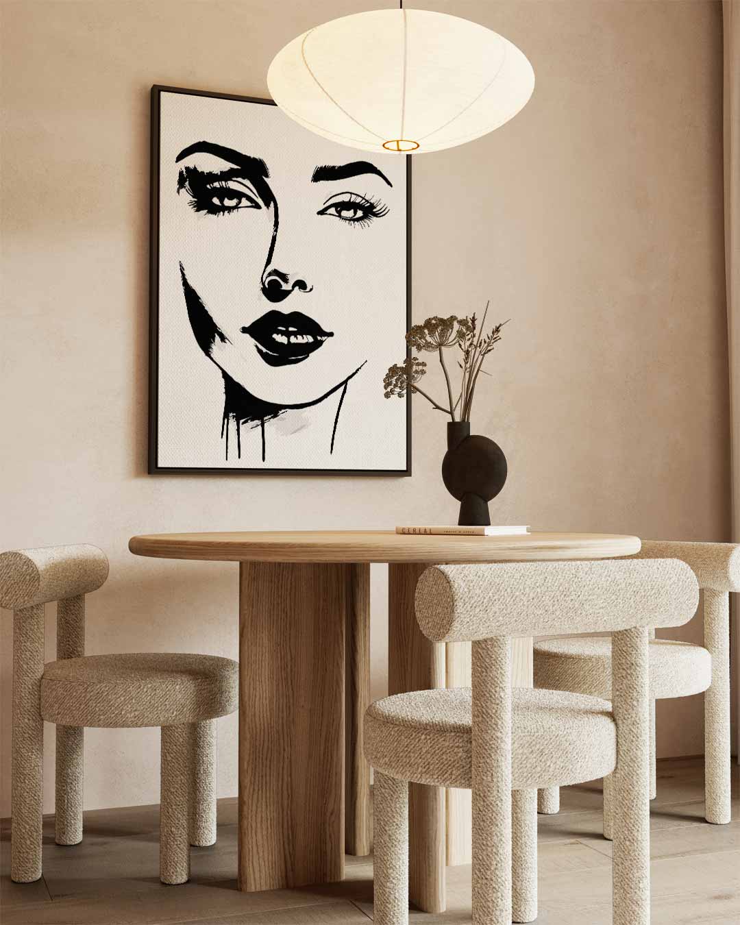Minimalistisch Portret in Zwart-Wit Kunstwerk-canvas-dibond-plexiglas-wanddecoratie-WallArtistic
