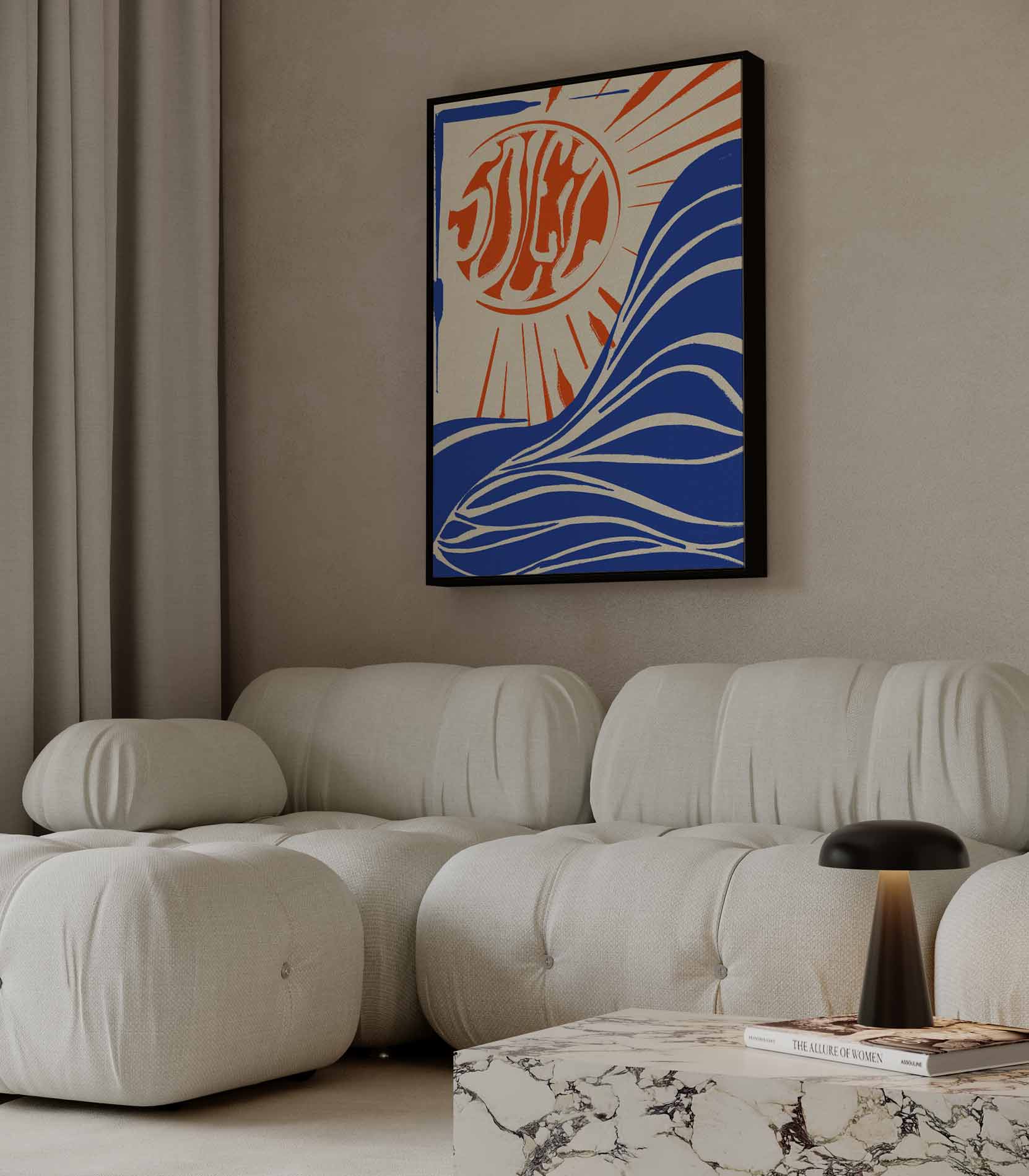 Zon en Golven Abstract Kunstwerk-canvas-dibond-plexiglas-wanddecoratie-WallArtistic