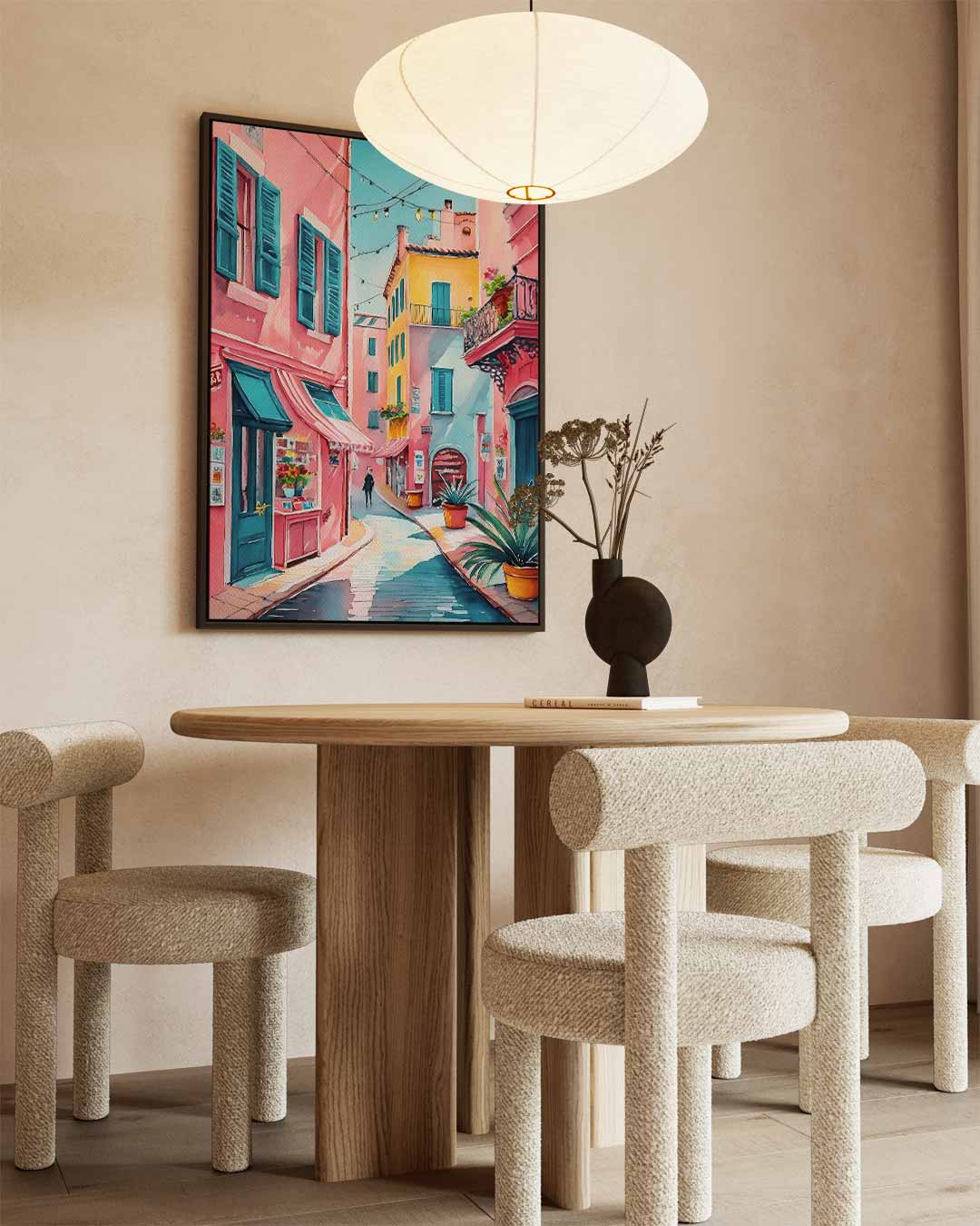Kleurrijke Straat in Zuid-Europa Kunstwerk-canvas-dibond-plexiglas-wanddecoratie-WallArtistic