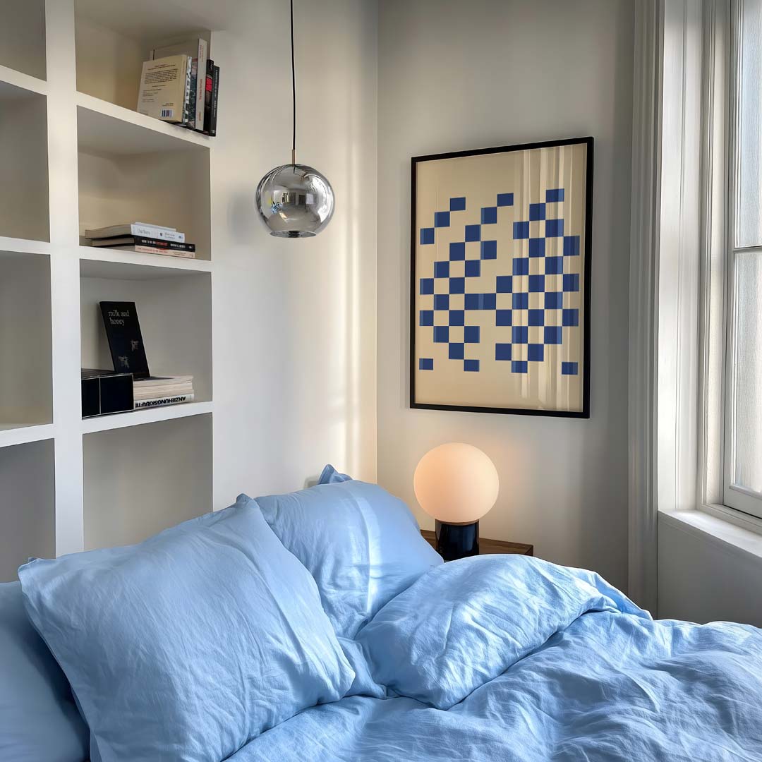 Stijlvolle Blauw-Ruit Kunstposter-WallArtistic