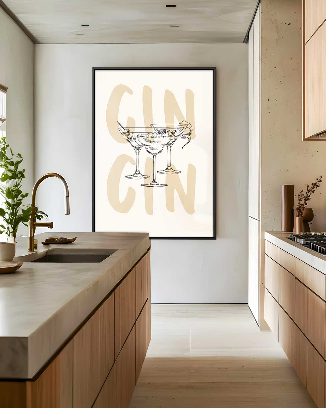 Gin Cocktails Illustratie Kunstwerk-canvas-dibond-plexiglas-wanddecoratie-WallArtistic
