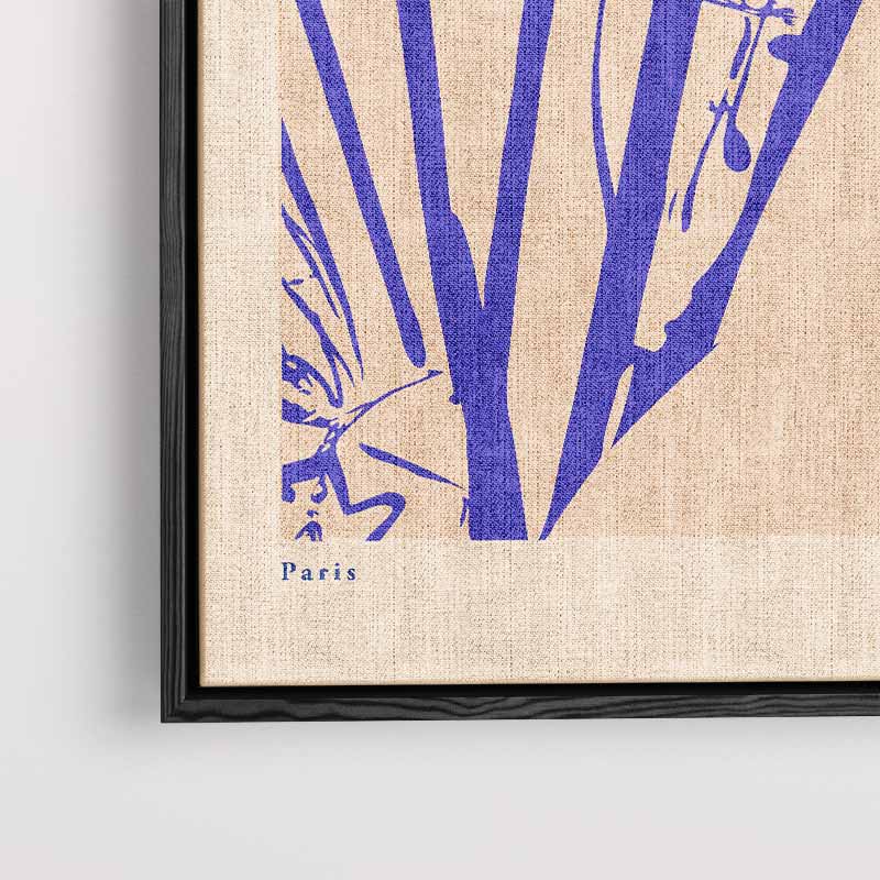 Botanische Bladprint in Blauw Kunstwerk-canvas-dibond-plexiglas-wanddecoratie-WallArtistic