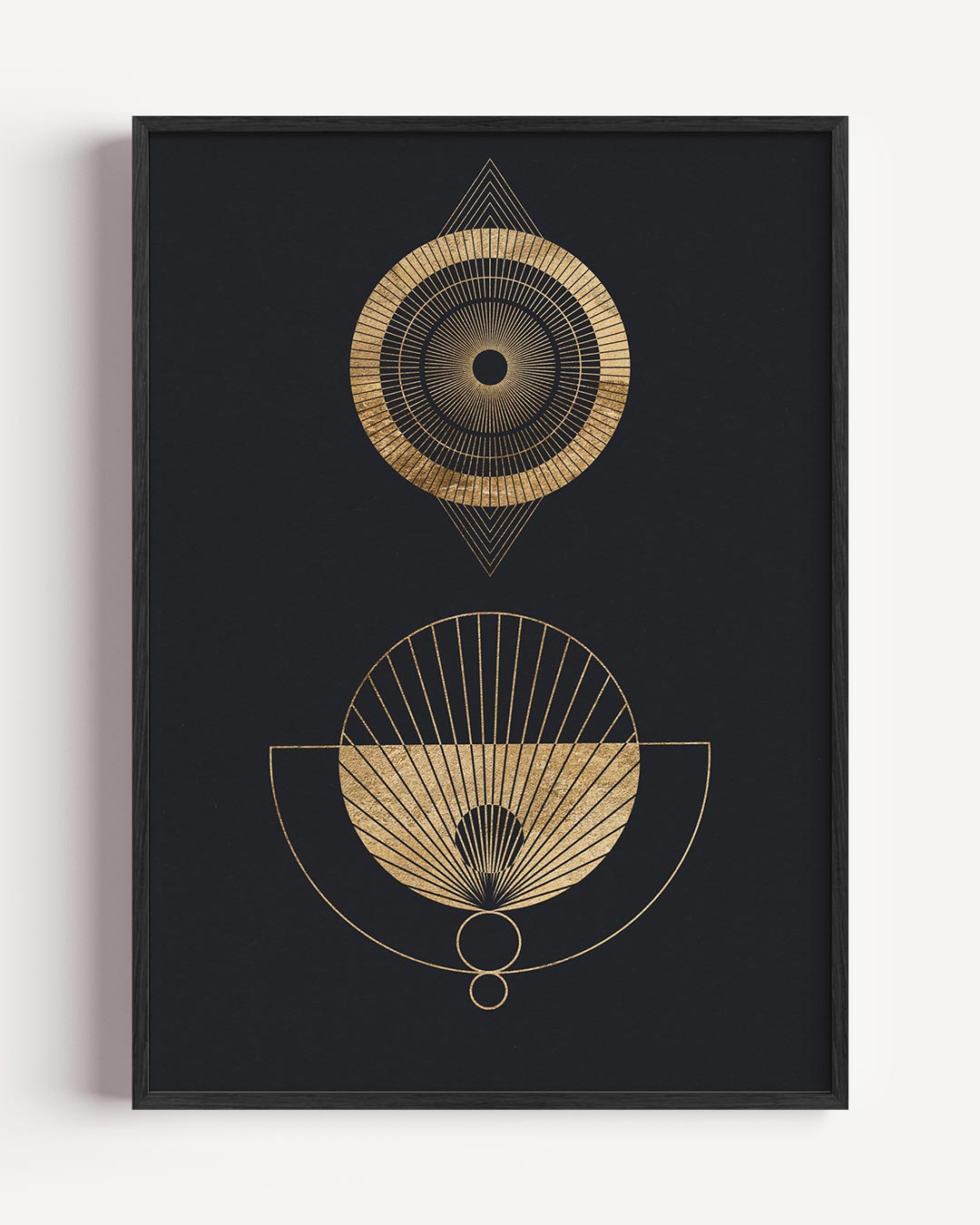 Geometrisch Goud op Zwart Poster-WallArtistic