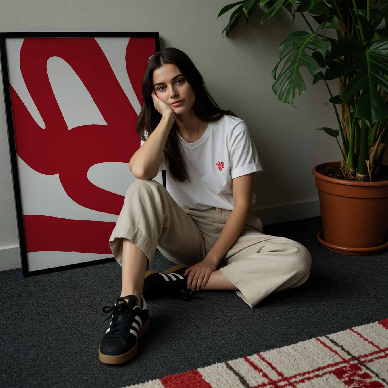 Abstracte Roodgolven Poster-WallArtistic