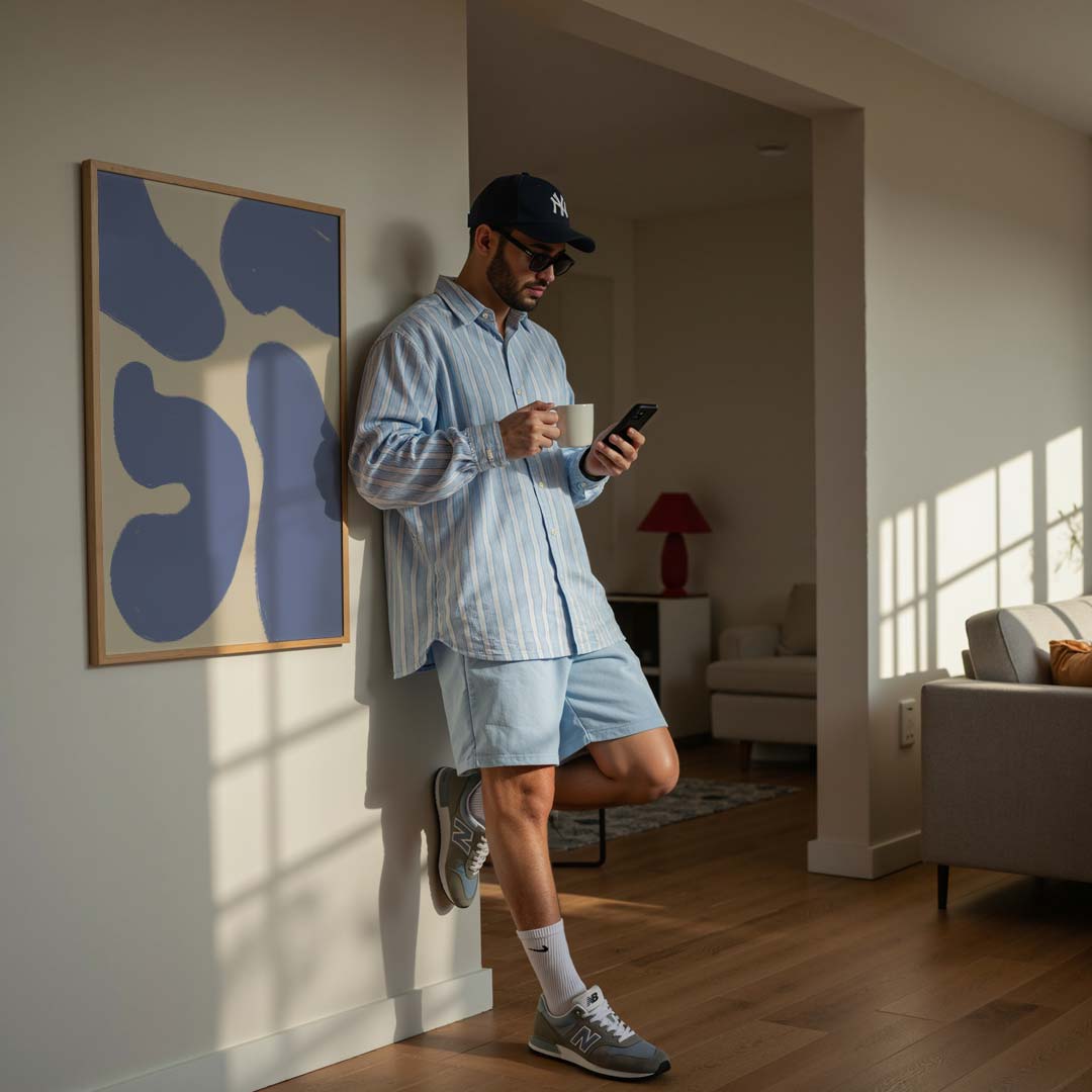 Abstracte Blauwe Vormen Poster-WallArtistic