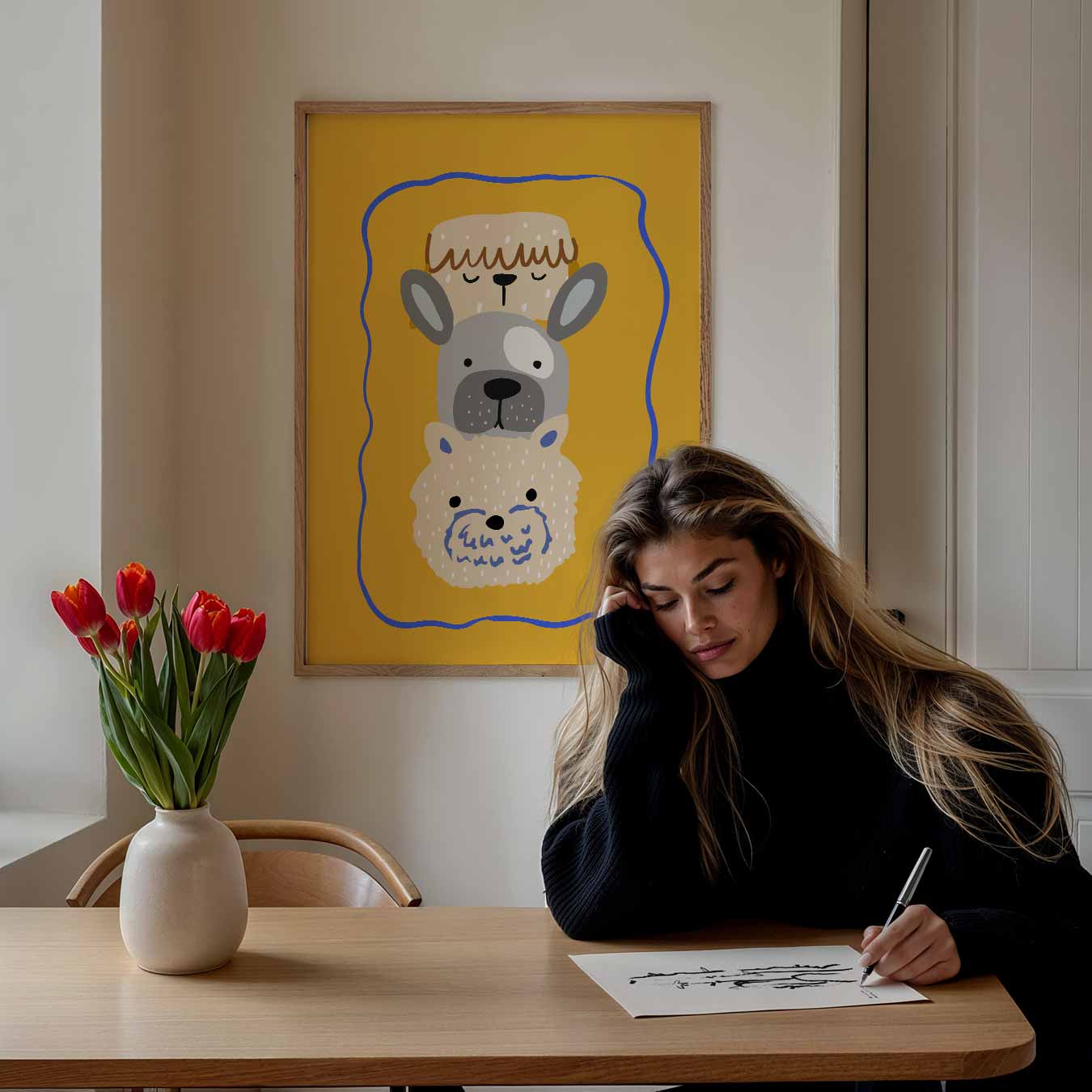 Schattige Dierenkoppen Poster-WallArtistic