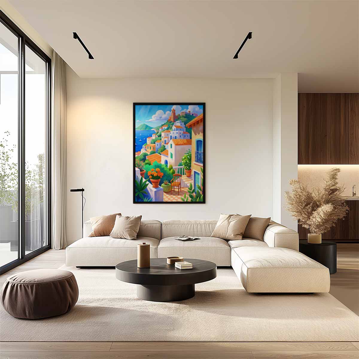 Zonnige Mediterrane Terras Kunstwerk-canvas-dibond-plexiglas-wanddecoratie-WallArtistic