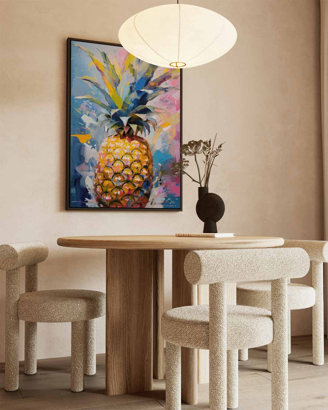Kleurrijke Ananas Explosion Kunstwerk-canvas-dibond-plexiglas-wanddecoratie-WallArtistic