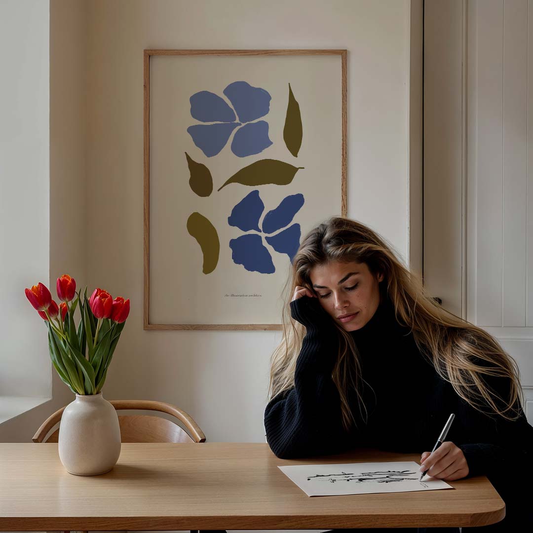 Bloemen en Bladeren Abstractie Poster-WallArtistic