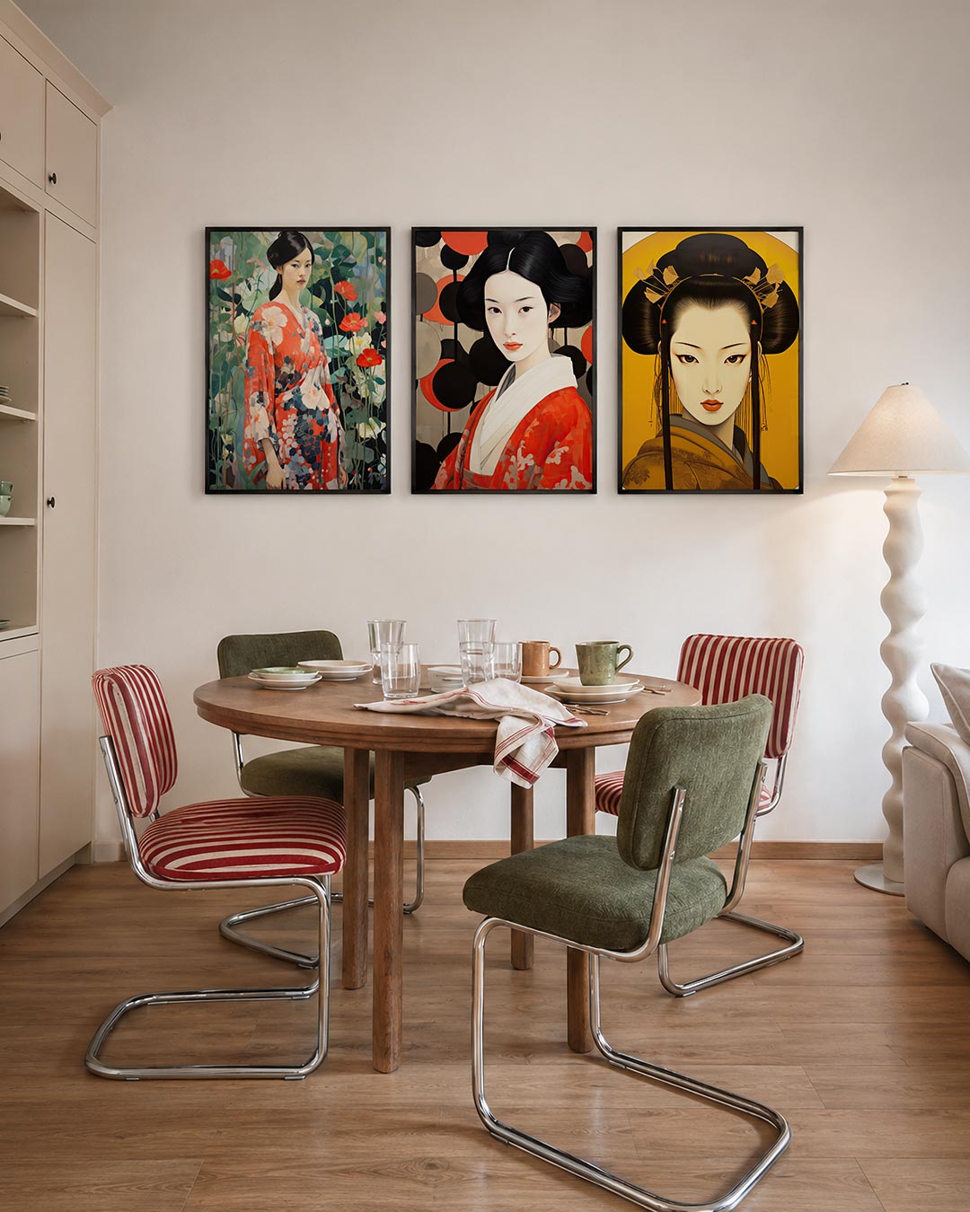 Bloemen en kimono Posterset