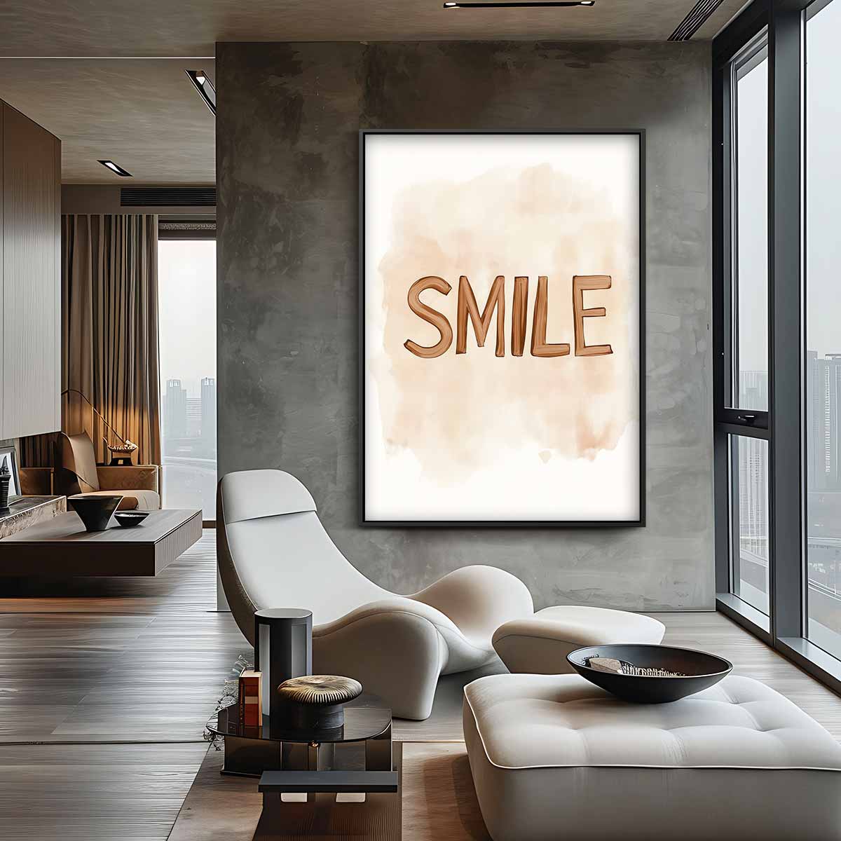 Lachende Belettering Kunstwerk-canvas-dibond-plexiglas-wanddecoratie-WallArtistic